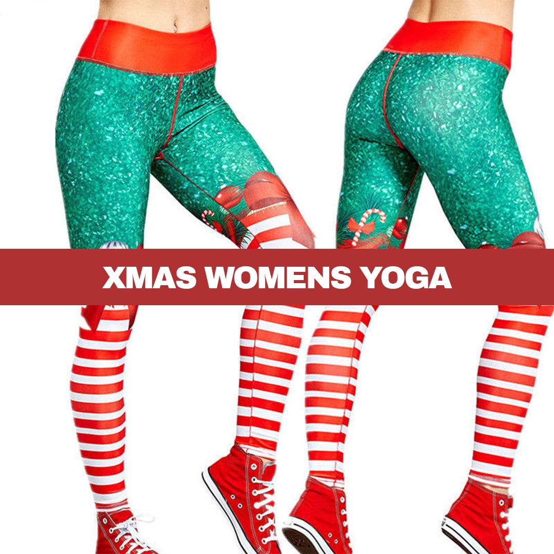 Christmas Running Leggings - Xmas Womens Yoga Gym Sport Leggings Run Fitness Pants Workout Trouser Festive & Franchise - Tophatter Daily Deals