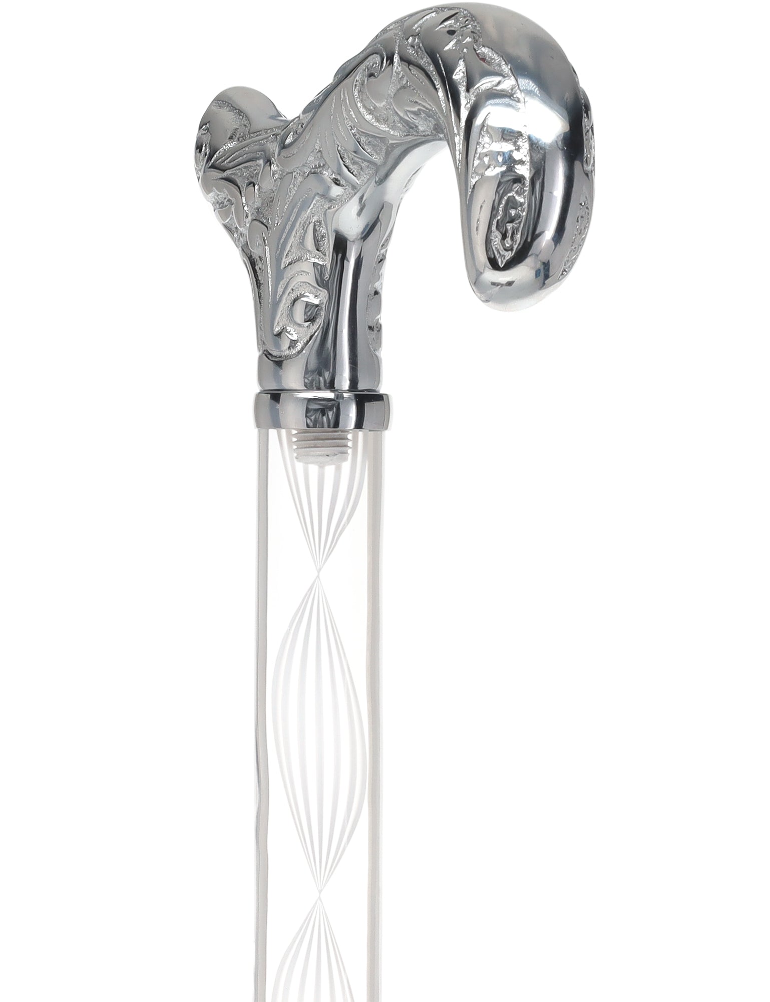 Crystal Elegance Chrome Derby Cane with Invisible Acrylic Shaft Options Clear Lucite Walking Canes - Tophatter Daily Deals