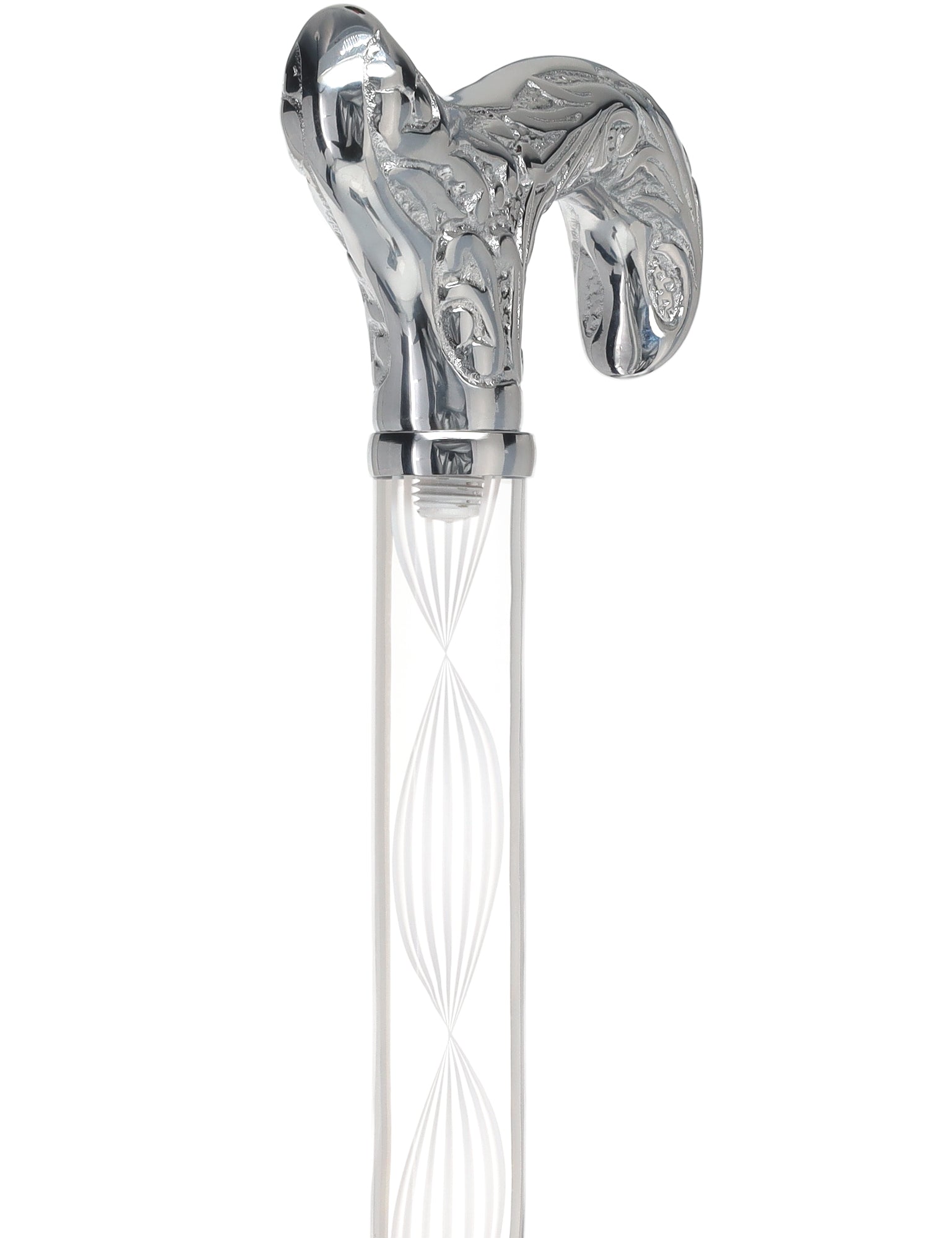 Crystal Elegance Chrome Derby Cane with Invisible Acrylic Shaft Options Clear Lucite Walking Canes - Tophatter Daily Deals