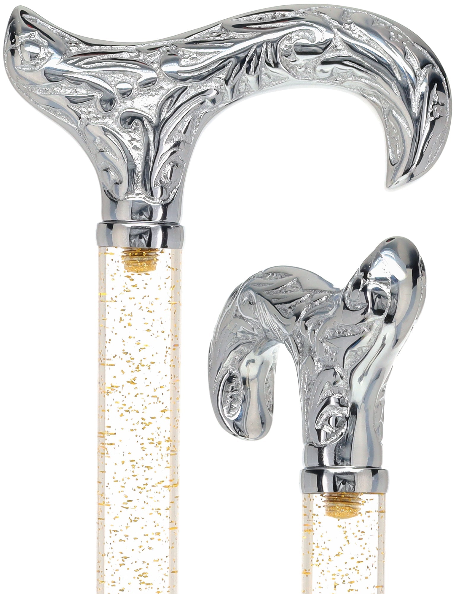 Crystal Elegance Chrome Derby Cane with Invisible Acrylic Shaft Options Clear Lucite Walking Canes - Tophatter Daily Deals