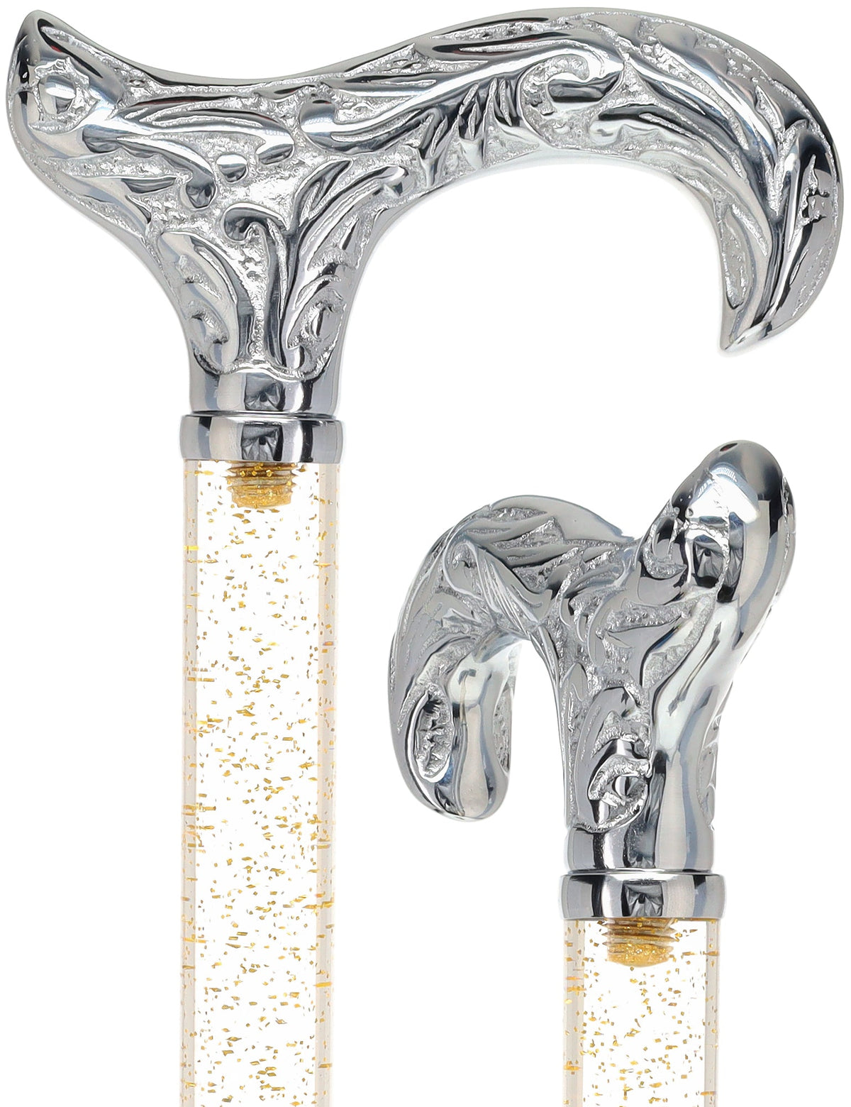 Crystal Elegance Chrome Derby Cane with Invisible Acrylic Shaft Options Clear Lucite Walking Canes - Tophatter Daily Deals