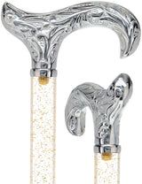Crystal Elegance Chrome Derby Cane with Invisible Acrylic Shaft Options Clear Lucite Walking Canes - Tophatter Daily Deals