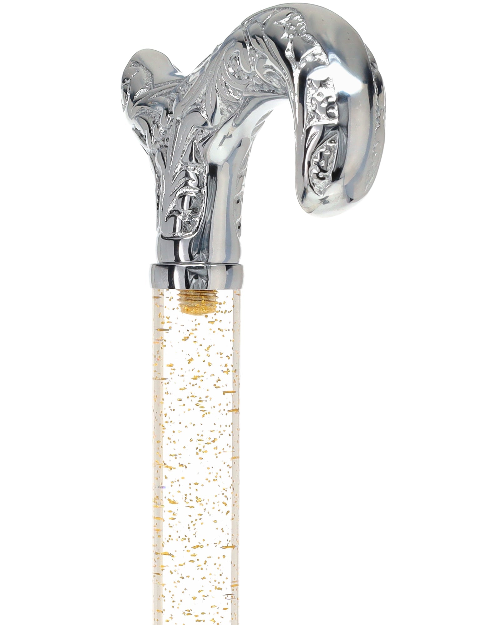 Crystal Elegance Chrome Derby Cane with Invisible Acrylic Shaft Options Clear Lucite Walking Canes - Tophatter Daily Deals