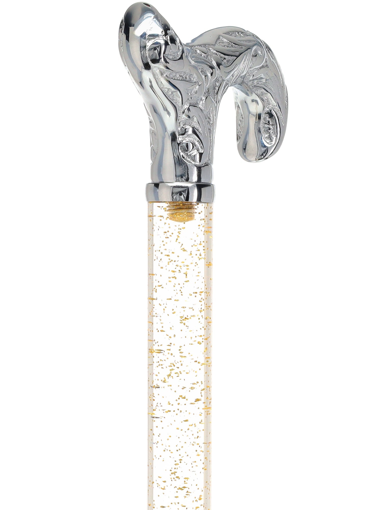 Crystal Elegance Chrome Derby Cane with Invisible Acrylic Shaft Options Clear Lucite Walking Canes - Tophatter Daily Deals
