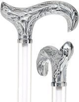 Flame Crystal Elegance Chrome Derby Cane with Invisible Acrylic Shaft Options Clear Lucite Walking Canes - Tophatter Daily Deals