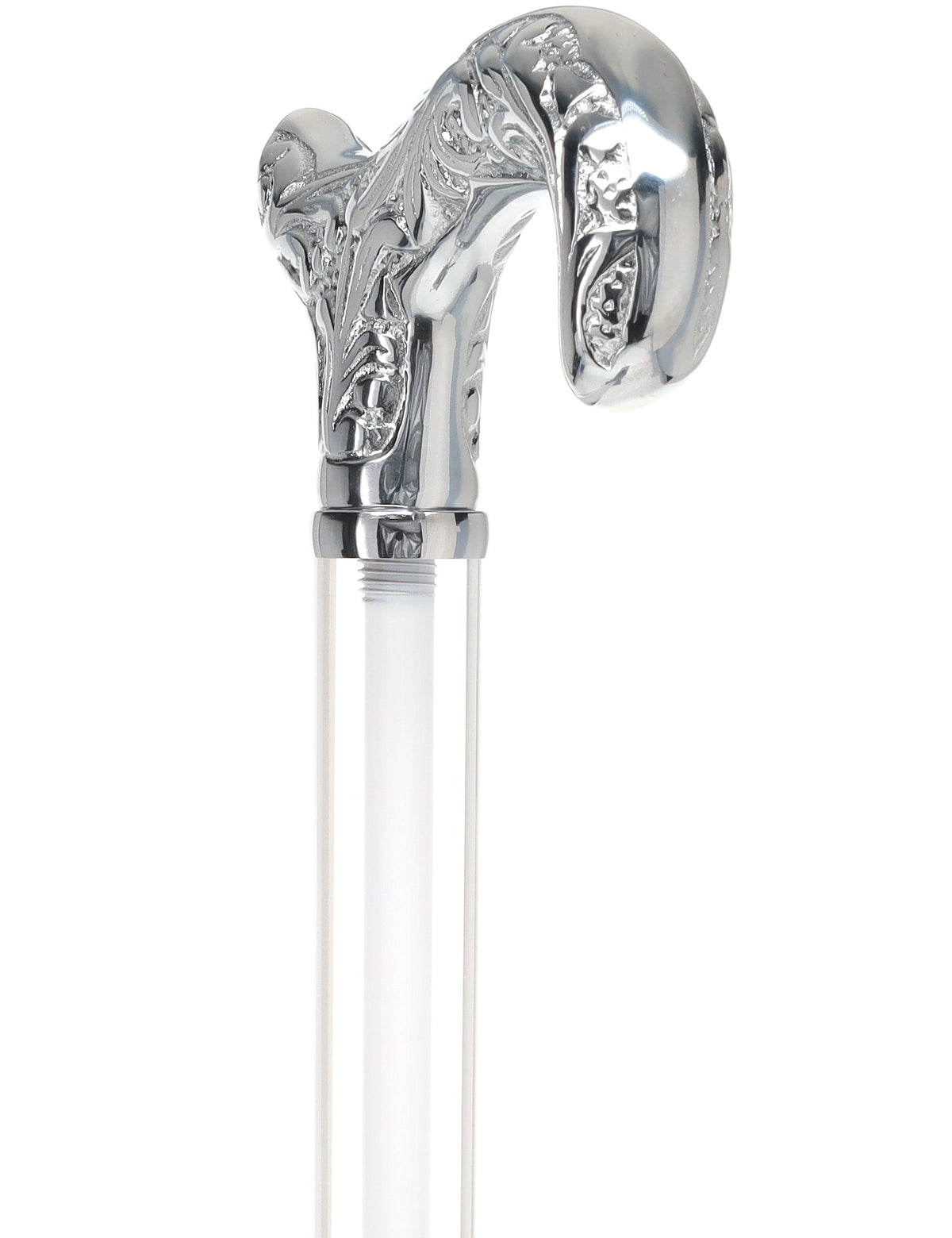 Crystal Elegance Chrome Derby Cane with Invisible Acrylic Shaft Options Clear Lucite Walking Canes - Tophatter Daily Deals