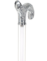 Flame Crystal Elegance Chrome Derby Cane with Invisible Acrylic Shaft Options Clear Lucite Walking Canes - Tophatter Daily Deals