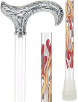 Flame Crystal Elegance Chrome Derby Cane with Invisible Acrylic Shaft Options Porcelain In Ice Clear Lucite Walking Canes - Tophatter Daily Deals