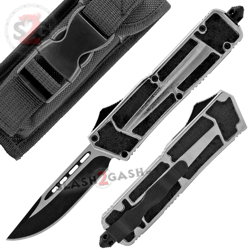 Chrome Scarab OTF Knife D/A Automatic Switchblade - Drop Plain Knife-OTF - Tophatter Daily Deals