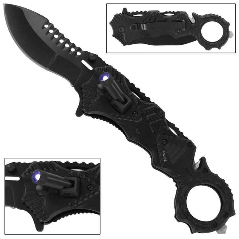Police Tactical Emergency Rescue Spring Assist Knife - TOPHATTER'S ARMORY DEALS Collectible Weapons - Tophatter Daily Deals