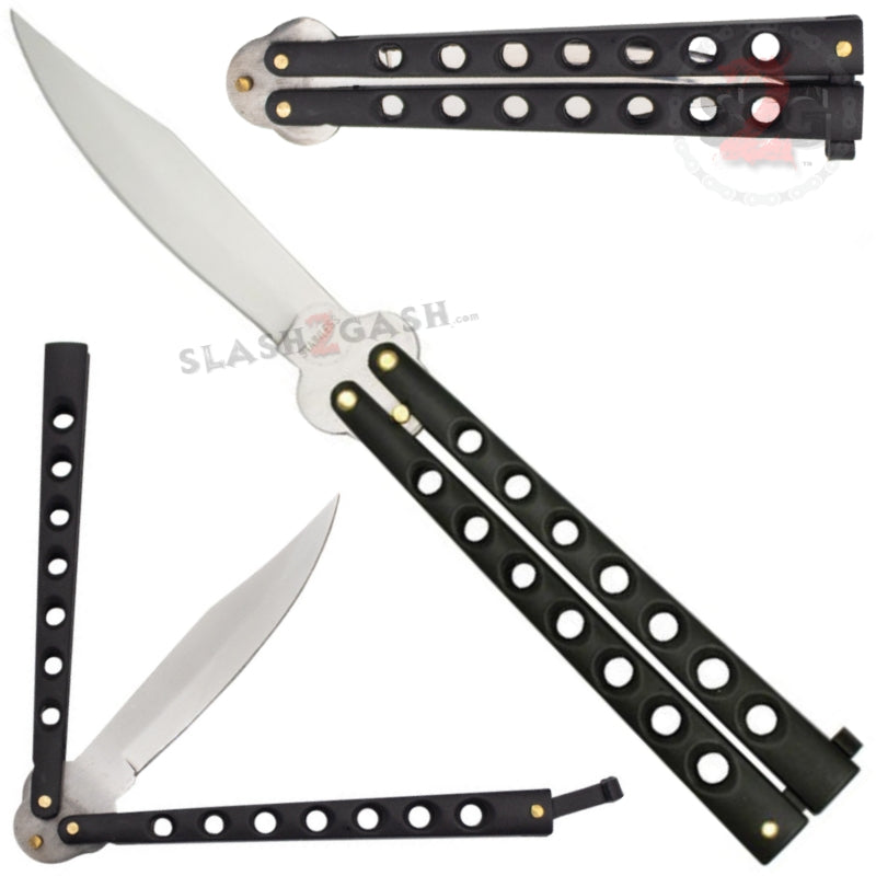 Classic Economy Butterfly Knife Stainless Steel Balisong - 7 colors Black Knife-Balisong - Tophatter Daily Deals