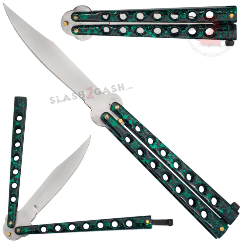 Classic Economy Butterfly Knife Stainless Steel Balisong - 7 colors Marble Green Knife-Balisong - Tophatter Daily Deals