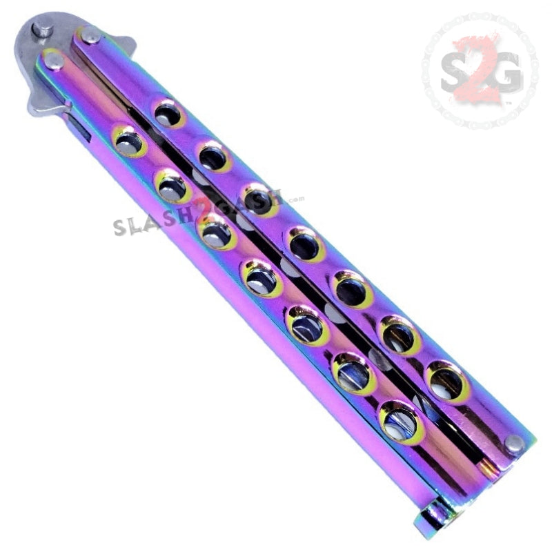 Classic Economy Butterfly Knife Stainless Steel Balisong - Rainbow Knife-Balisong - Tophatter Daily Deals