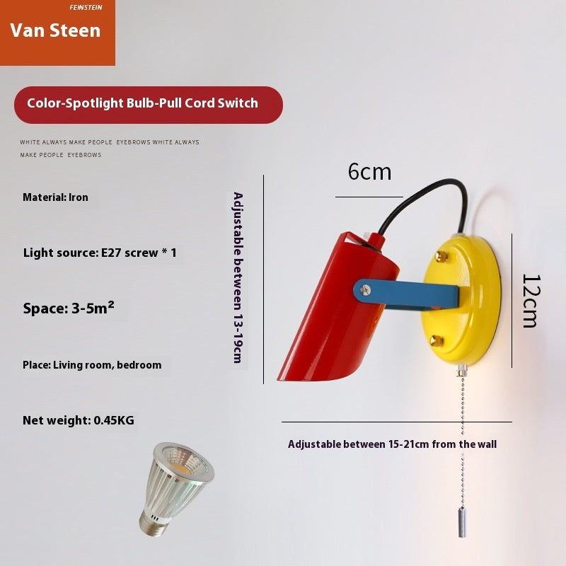 Classic Bauhaus Wall Lamp Red Warm Light + Pull Switch 220V Lighting - Tophatter Daily Deals
