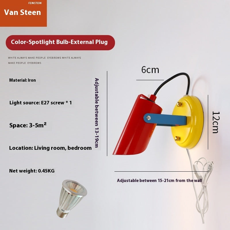 Classic Bauhaus Wall Lamp Red Warm Light + External Plug 220V Lighting - Tophatter Daily Deals