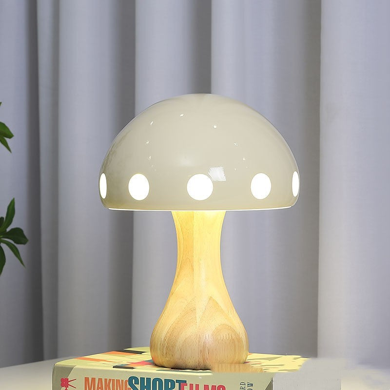 Classic Red Mushroom Lamp Cream Color Desk Lamp - Tophatter Daily Deals