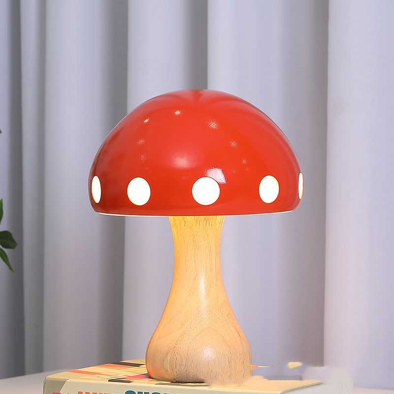 Classic Red Mushroom Lamp Orange Desk Lamp - Tophatter Daily Deals
