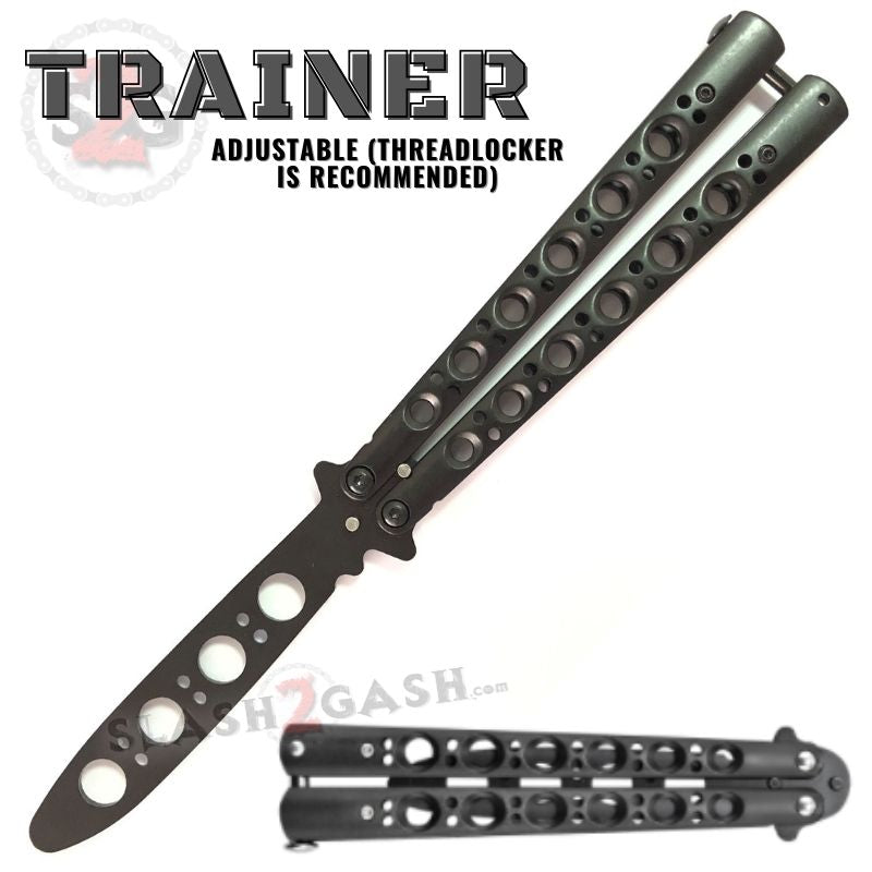 Classic 6 Hole Butterfly Knife Trainer Practice Balisong (Sandwich) - asst. Black Knife-Balisong - Tophatter Daily Deals
