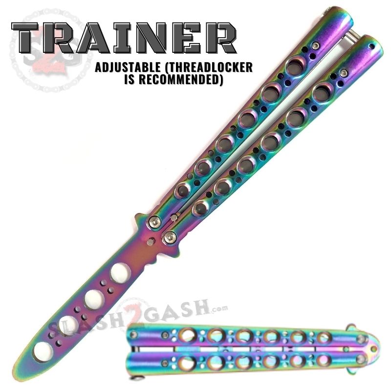 Classic 6 Hole Butterfly Knife Trainer Practice Balisong (Sandwich) - asst. Rainbow Knife-Balisong - Tophatter Daily Deals