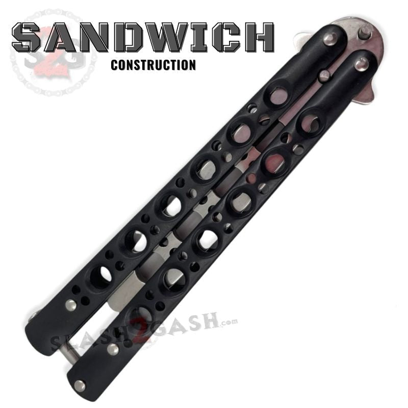 Classic 6 Hole Butterfly Knife Trainer Practice Balisong (Riveted) - asst. Knife-Balisong - Tophatter Daily Deals