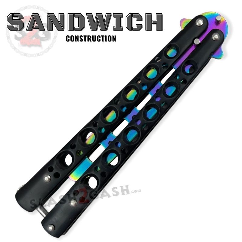 Classic 6 Hole Butterfly Knife Trainer Practice Balisong (Riveted) - asst. Knife-Balisong - Tophatter Daily Deals