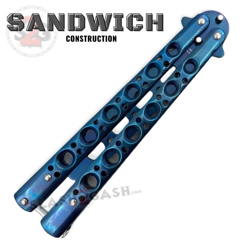Classic 6 Hole Butterfly Knife Trainer Practice Balisong (Riveted) - asst. Knife-Balisong - Tophatter Daily Deals