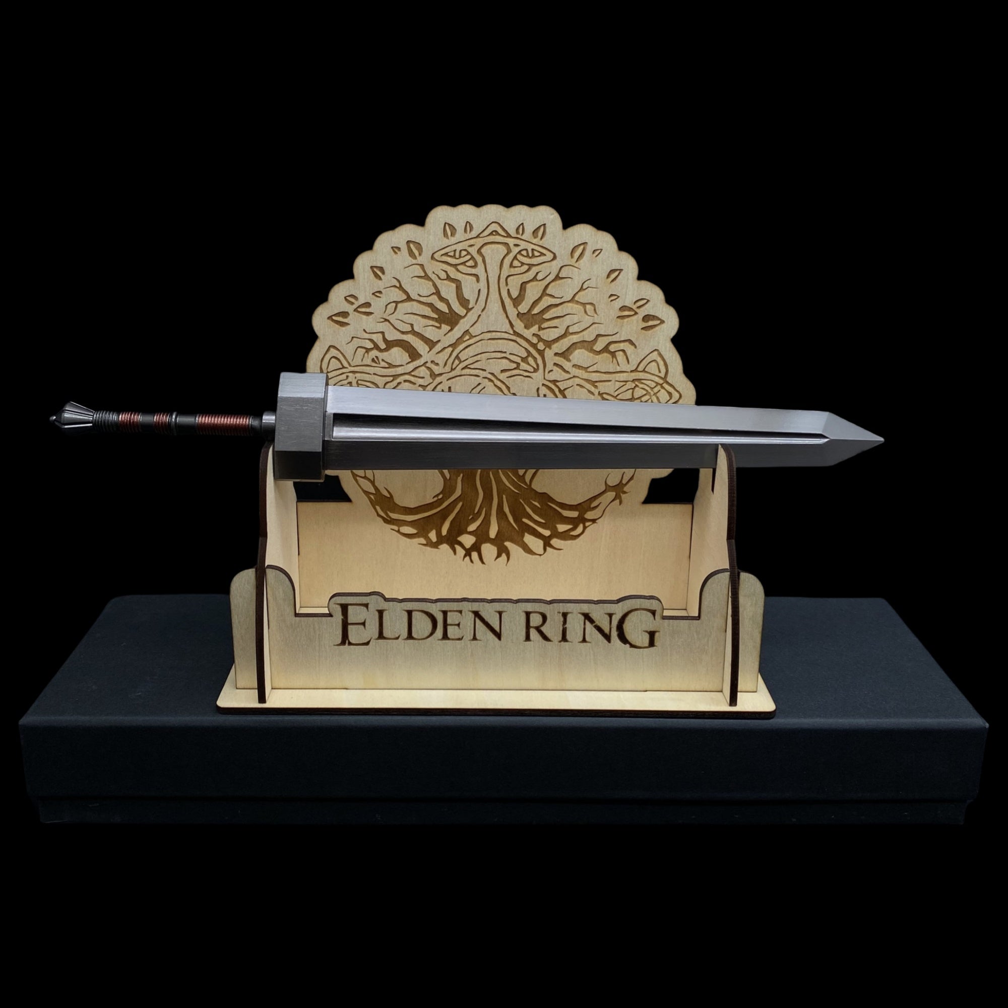 Hot Game Classical Greatsword 11.8" Metal Craft Display Art Sword & Wood Stand - Tophatter Daily Deals