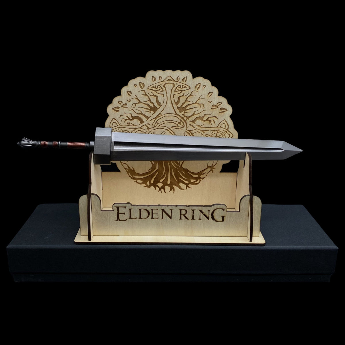 Hot Game Classical Greatsword 11.8" Metal Craft Display Art Sword & Wood Stand - Tophatter Daily Deals