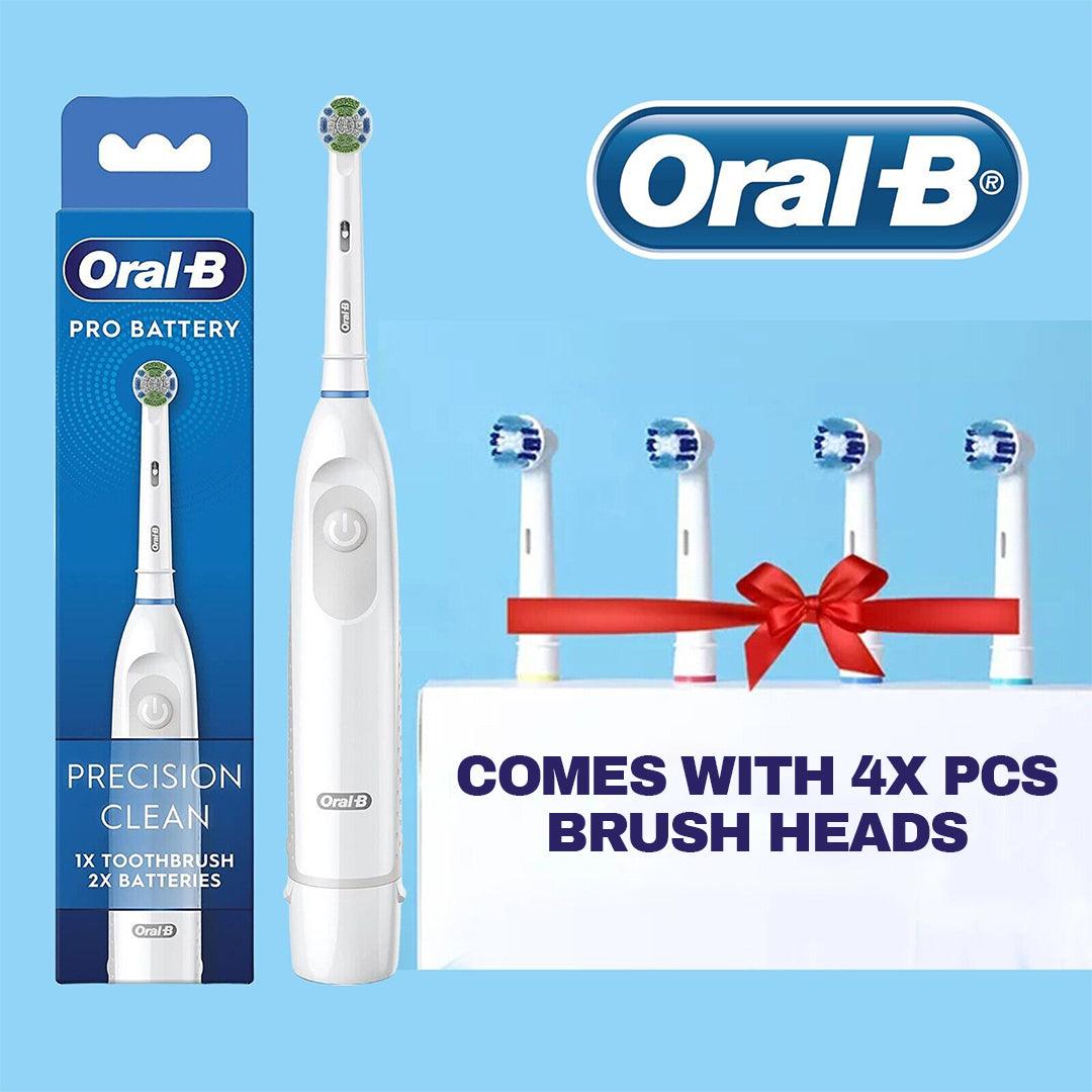 Best Oral-B Electric Toothbrush - Braun Oral-B Precision Clean Electric Toothbrush Comes With 4x pcs Brush Heads Apparel & Accessories - Tophatter Daily Deals