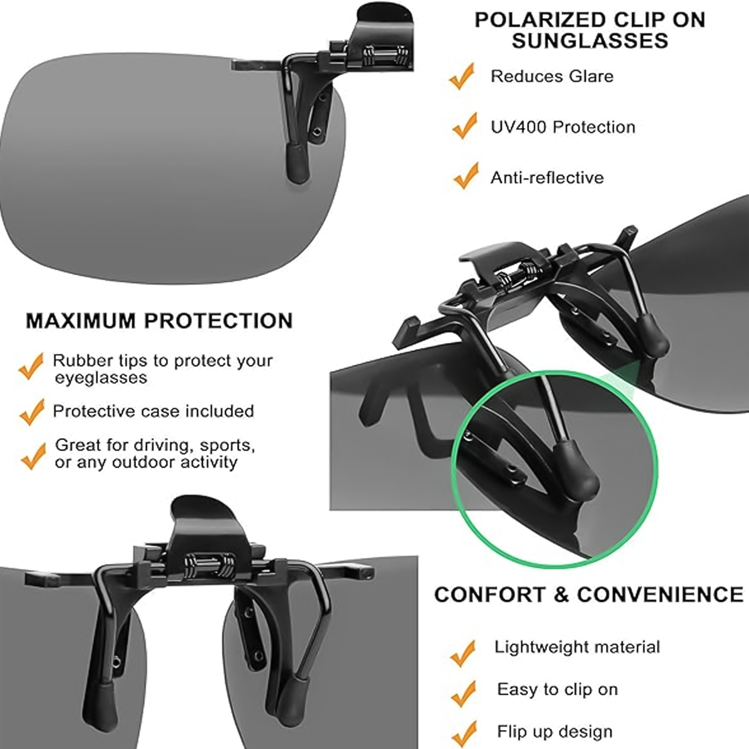 Clip On Sunglasses – Polarised Clip On Flip Style Sunglasses UV400 Polarized driving Fishing cycling Sunglasses - Tophatter Daily Deals