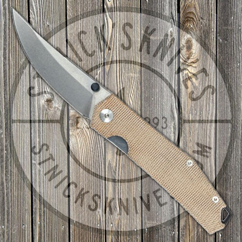 GiantMouse ACE Clyde - Natural Canvas Micarta - Elmax Steel - CLOSEOUT Knives - Tophatter Daily Deals