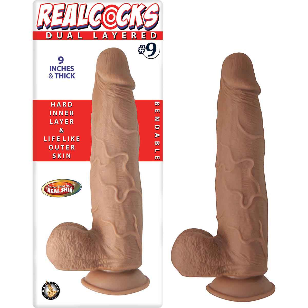 Real Cocks Dual Layered (Brown) – 9 Inch Girthy Realistic Veiny Dildo with Testicles > Dildos > Realistic Dildos - Tophatter Daily Deals