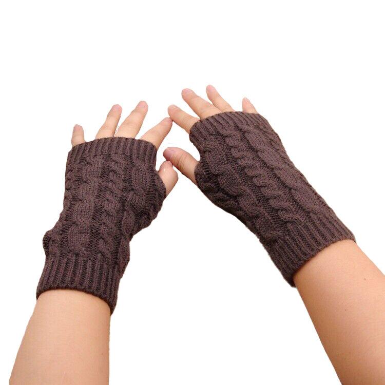 Thermal Fingerless Gloves - Women Wrist Arm Knitted Mitten Long Winter Hand Warmer Fingerless Ladies Gloves Coffee Gloves - Tophatter Daily Deals