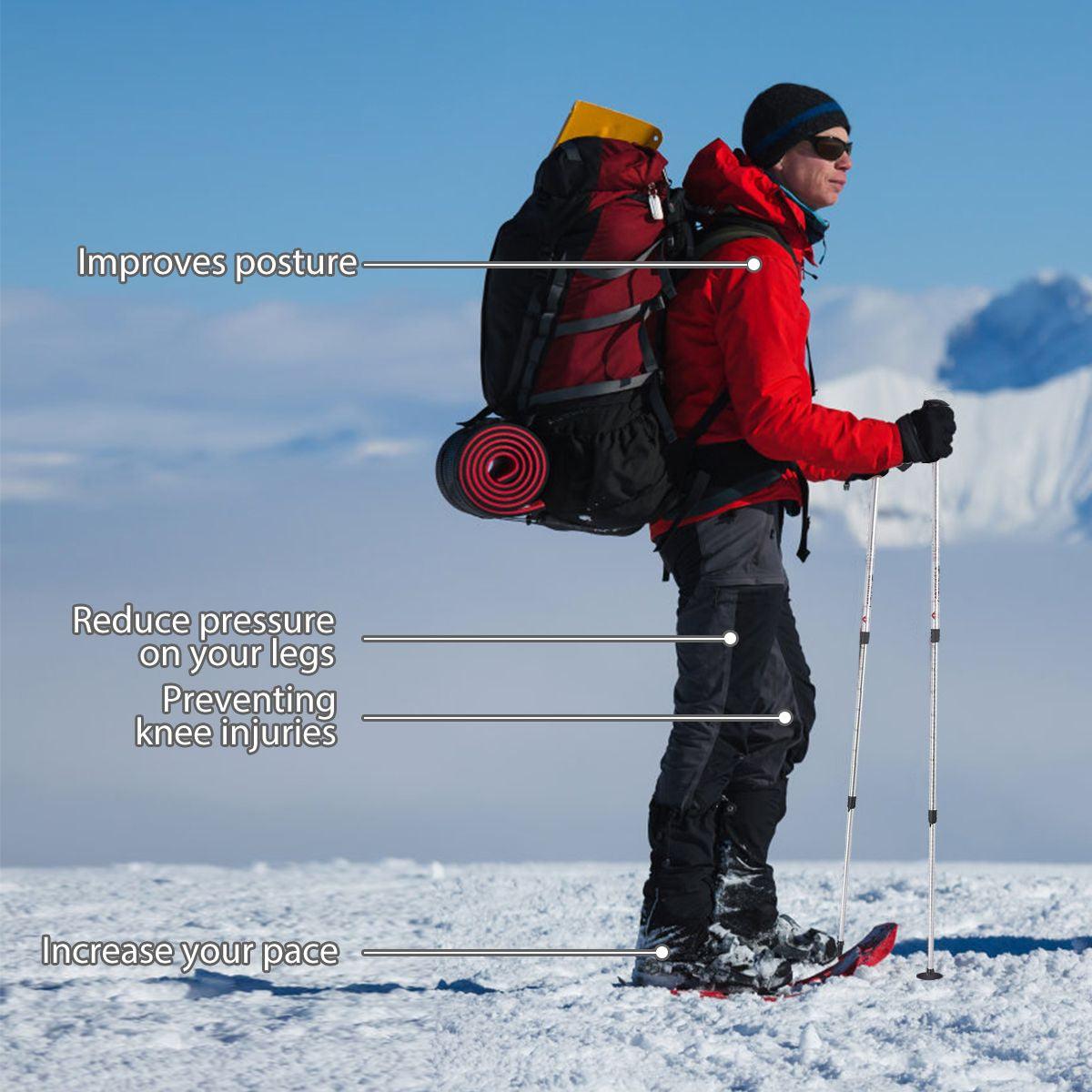 Adjustable Hiking Pole - Telescopic Walking Poles Set 3-Section Anti Shock Trekking Stick trekking - Tophatter Daily Deals