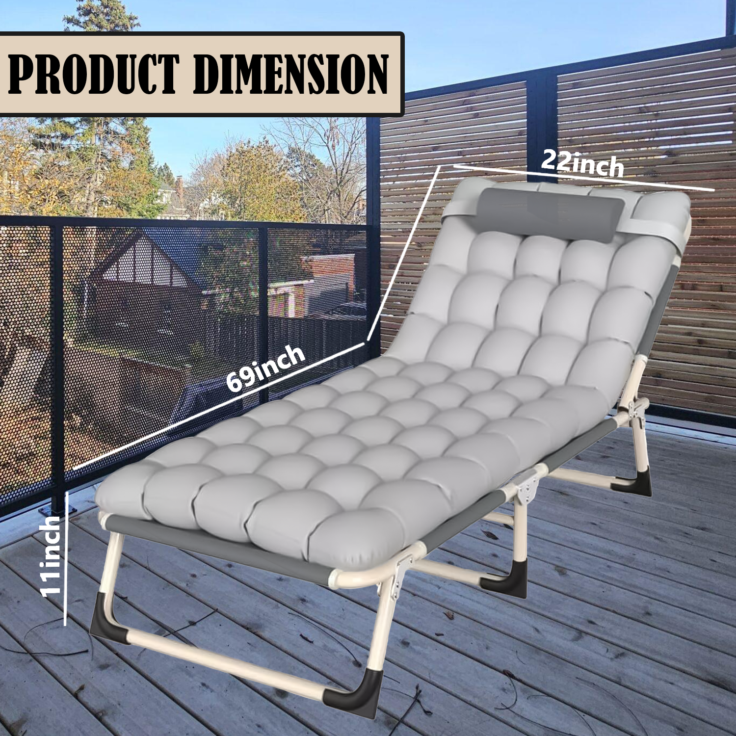 Collapsible Sun Lounger – Foldable Reclining Garden Chair for Outdoor Relaxation Folding Chair Bed - Tophatter Daily Deals