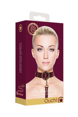 Ouch by Shots Toys - Halo - Collar with Leash - Burgundy Lingerie - Tophatter Daily Deals