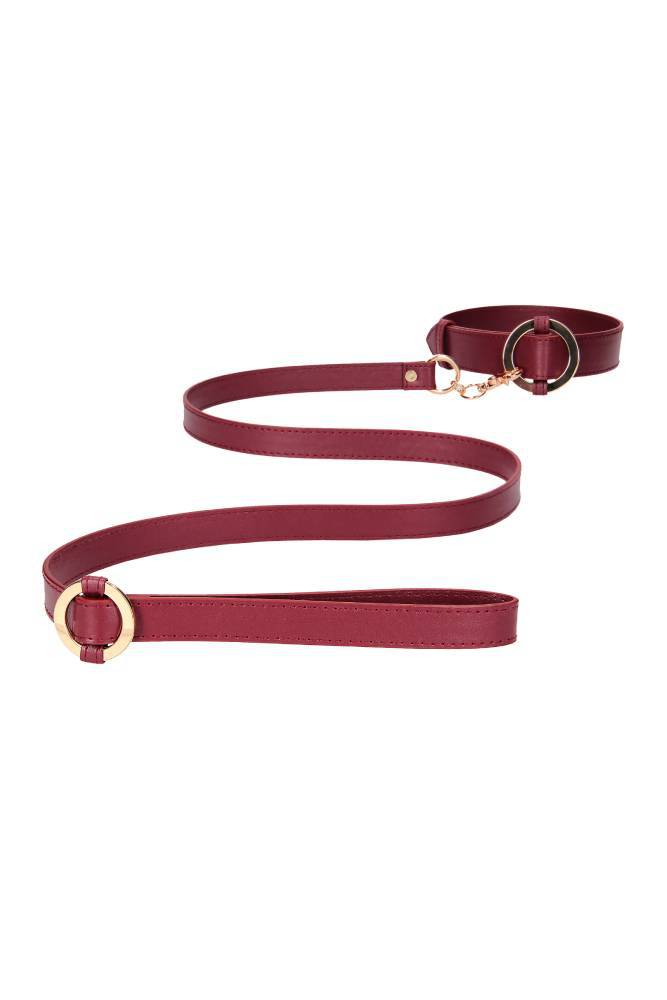 Ouch by Shots Toys - Halo - Collar with Leash - Burgundy Lingerie - Tophatter Daily Deals