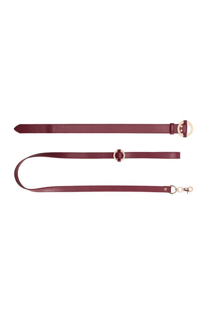 Ouch by Shots Toys - Halo - Collar with Leash - Burgundy Lingerie - Tophatter Daily Deals
