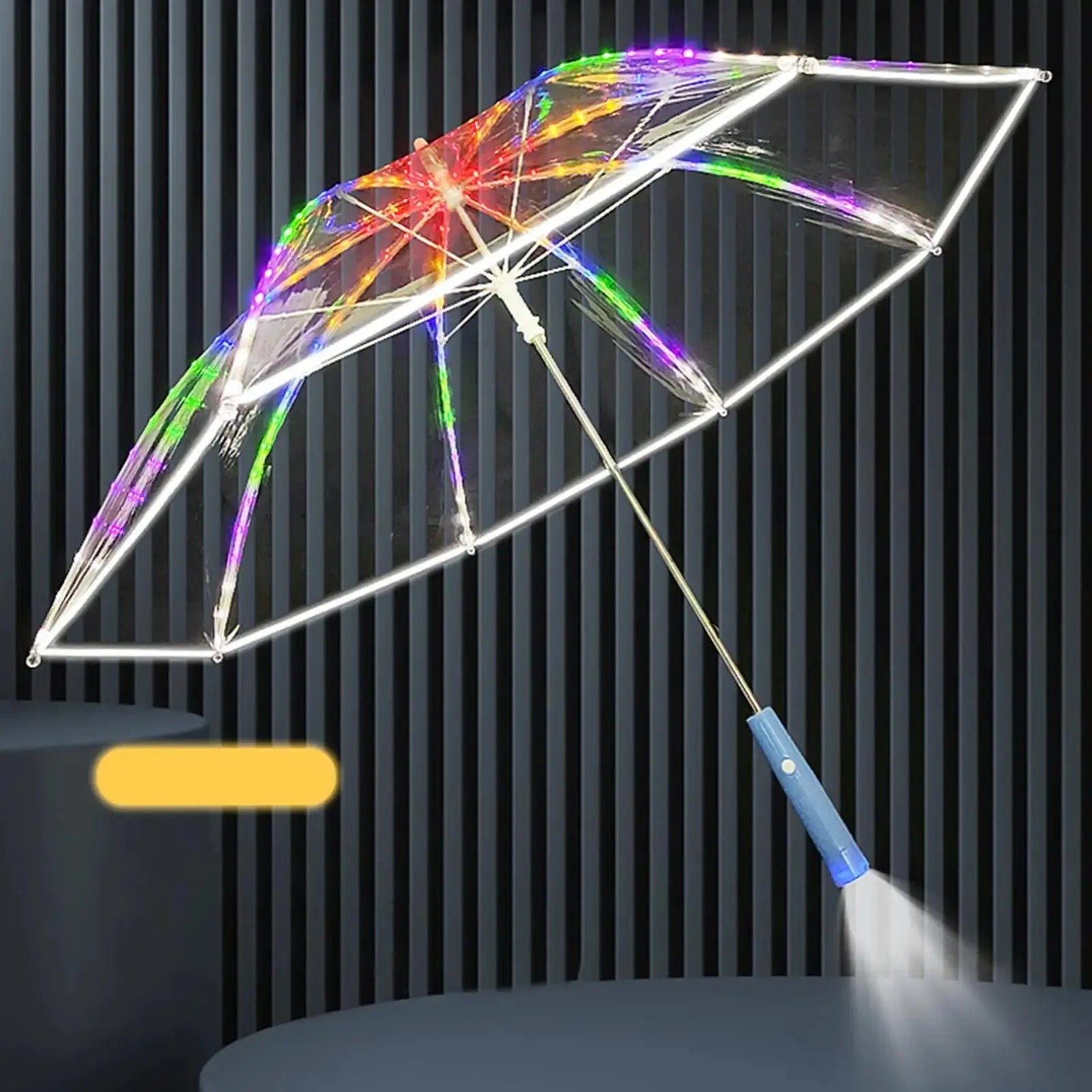 Colorful Led Light Umbrella With Flashlight Creative Long Handle Transparent Straight Handle Flashlight Umbrella Romantic Gift - Tophatter Daily Deals