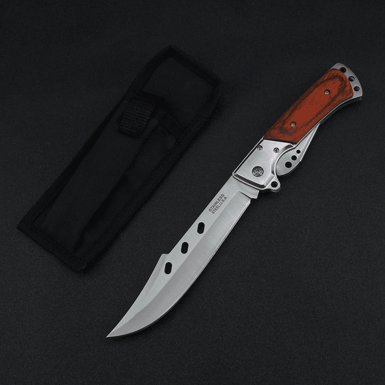 Colorful Wooden Handle Bowie Folding Knife - Tophatter Daily Deals