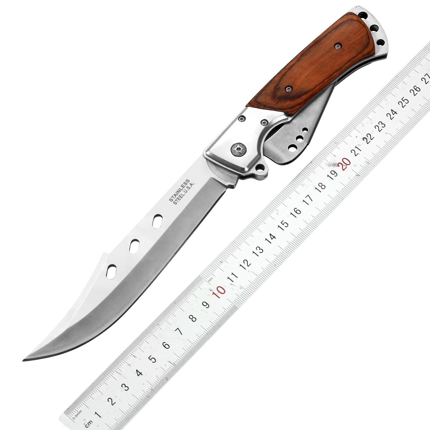 Colorful Wooden Handle Bowie Folding Knife - Tophatter Daily Deals