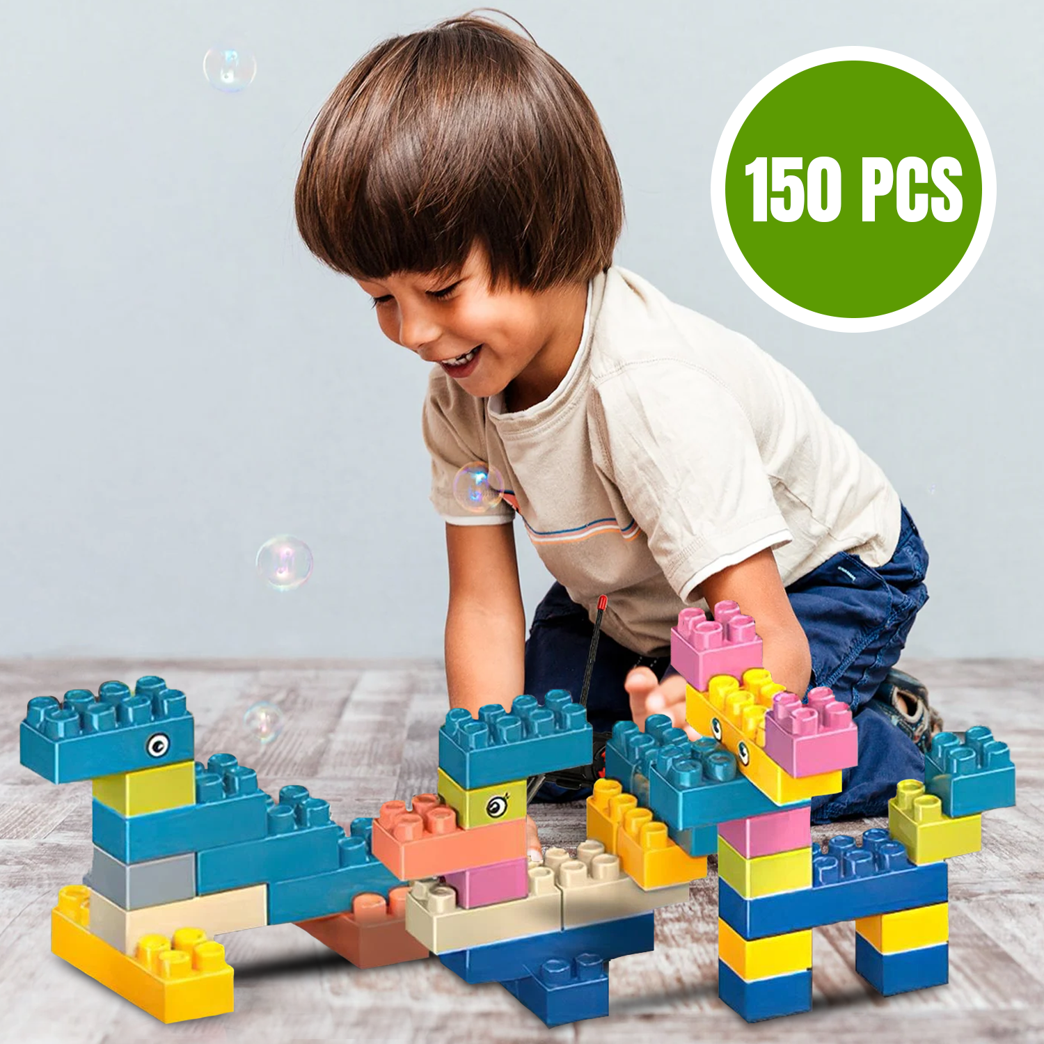 Building Block Toys – 150 PCs Creative Construction Bricks Set for Kids with Educational STEM Learning Accessories - Tophatter Daily Deals