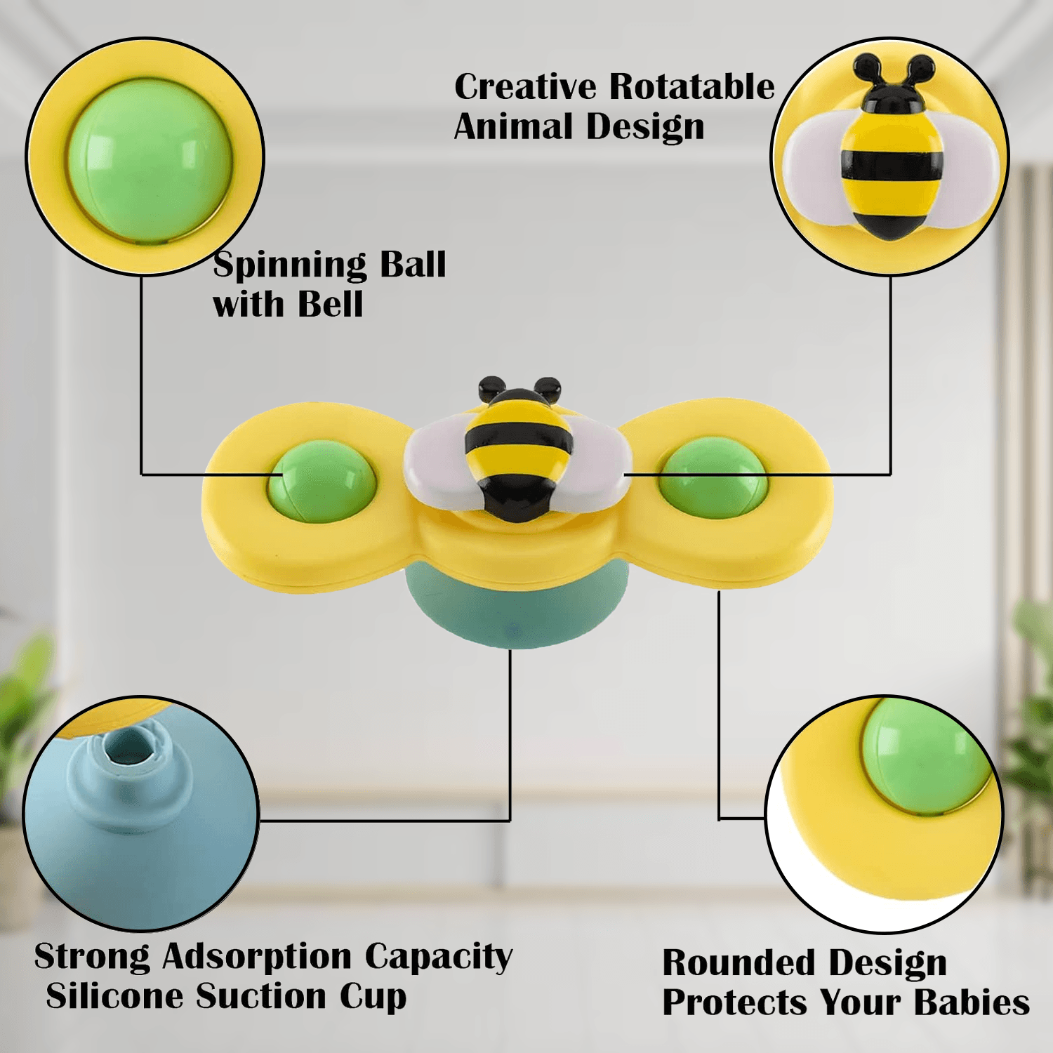 Fidget Spinner Toys - 3 Pcs Suction Cup Spinner Toys Sensory Early Education Bathtub Toy Dining Chairs Birthday Gifts Boy or Girl Baby & Toddler - Tophatter Daily Deals