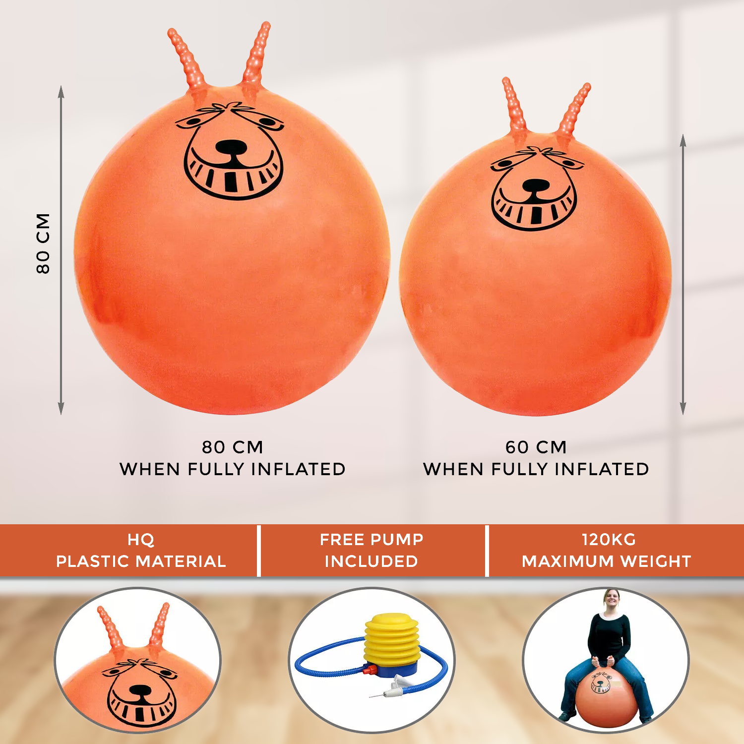 Space Hopper Ball – Retro Bouncing Toy for Kids & Adults | 60CM/80CM with Free Pump Sports Toys - Tophatter Daily Deals