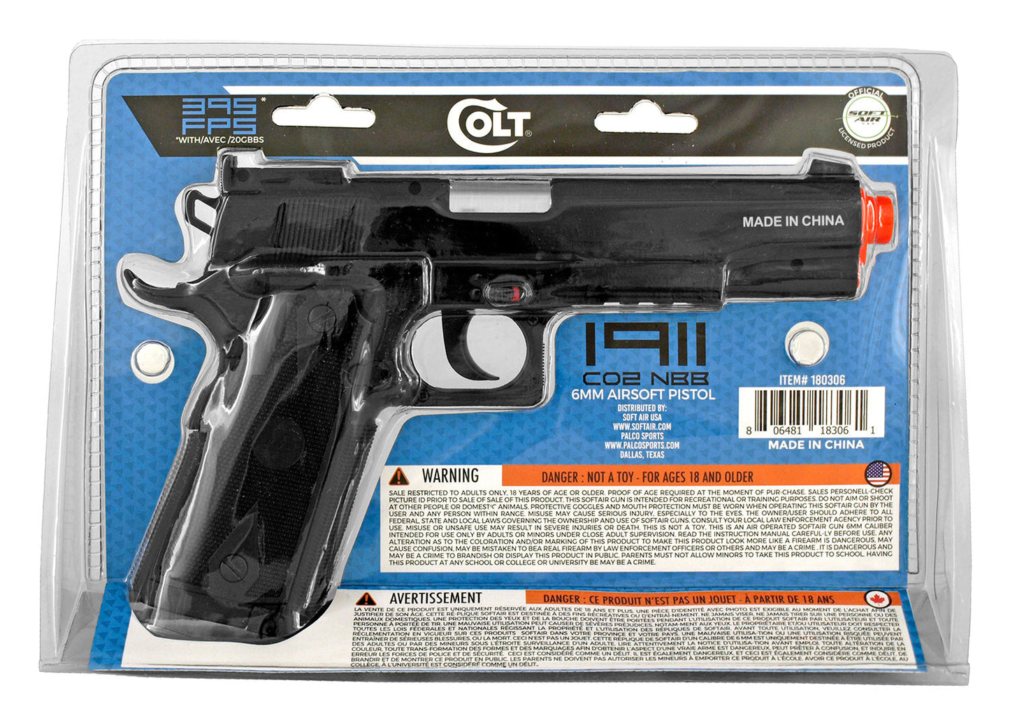 395 FPS Airsoft Licensed Colt M1911 CO2 Semi-Automatic Pistol Airsoft-Gas/C02pistol - Tophatter Daily Deals