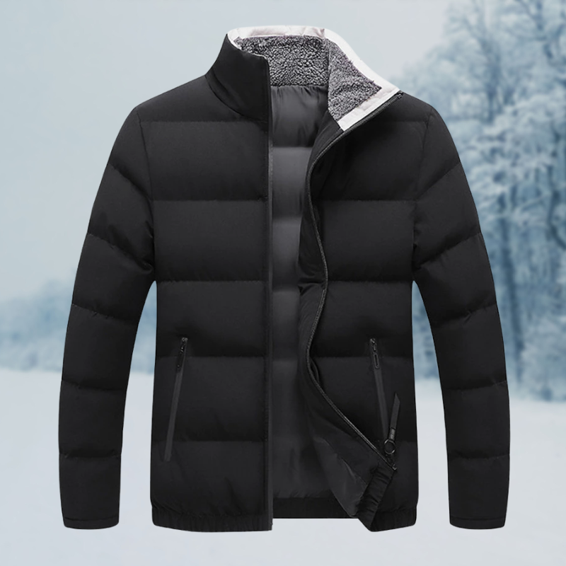 Warm Cozy Men's Jacket - Puffer, Sherpa Lined, Commuting Black - Tophatter Daily Deals