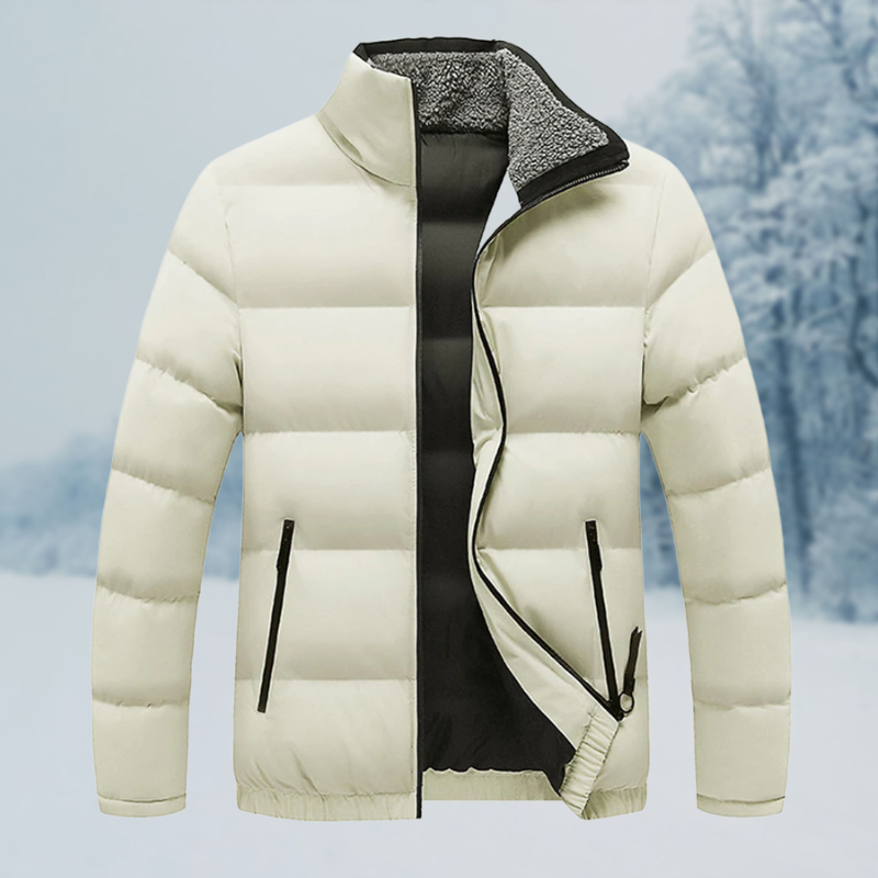 Warm Cozy Men's Jacket - Puffer, Sherpa Lined, Commuting White - Tophatter Daily Deals