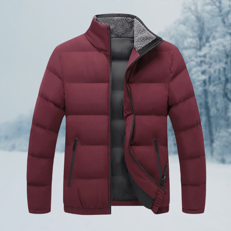 Warm Cozy Men's Jacket - Puffer, Sherpa Lined, Commuting Red - Tophatter Daily Deals