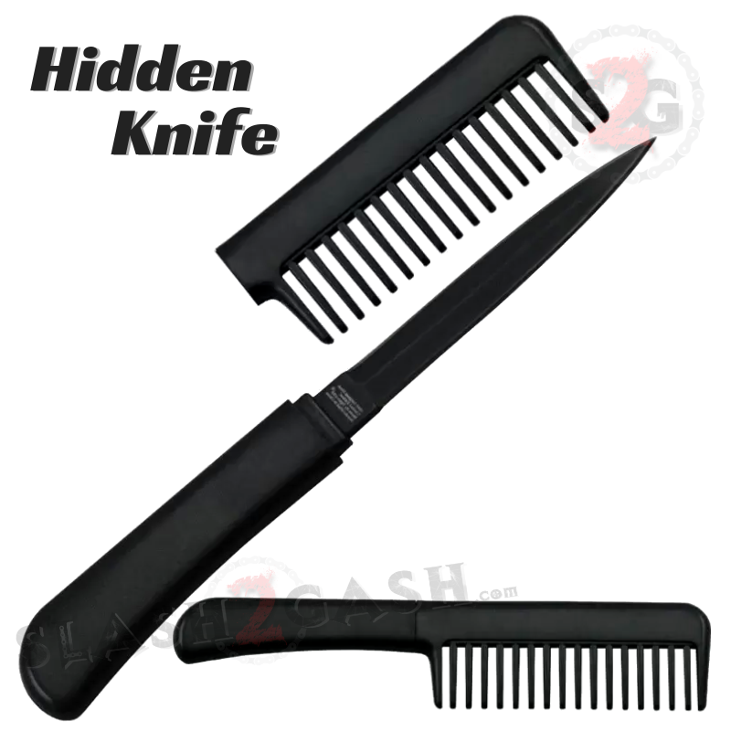 Comb Knife Hidden Blade Self Defense Dagger - Black Black SD-KeyChain - Tophatter Daily Deals