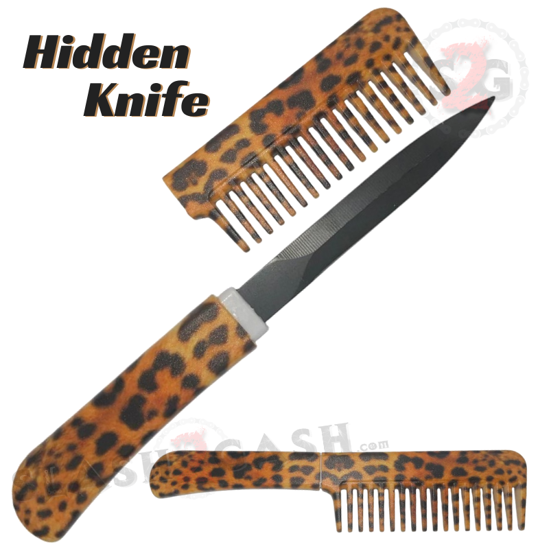 Comb Knife Hidden Blade Self Defense Dagger - Assort. colors Leopard SD-KeyChain - Tophatter Daily Deals
